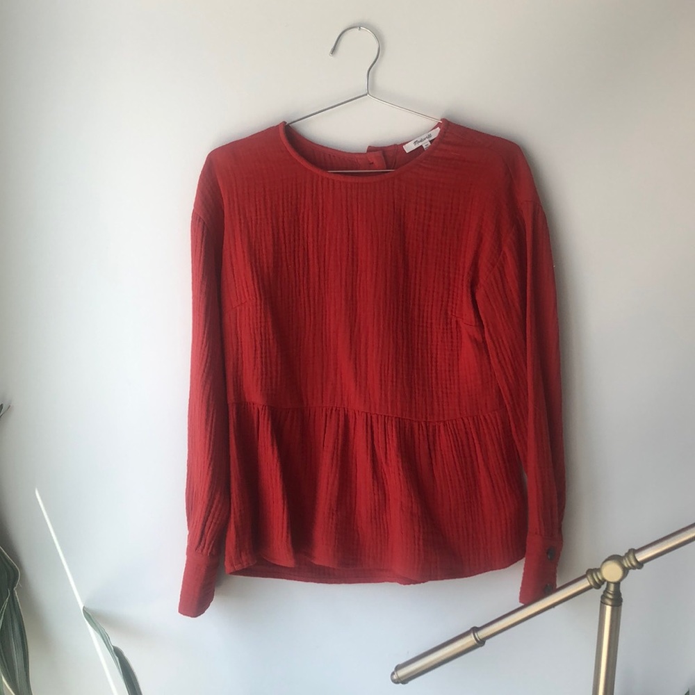 Madewell Rust red button down back top